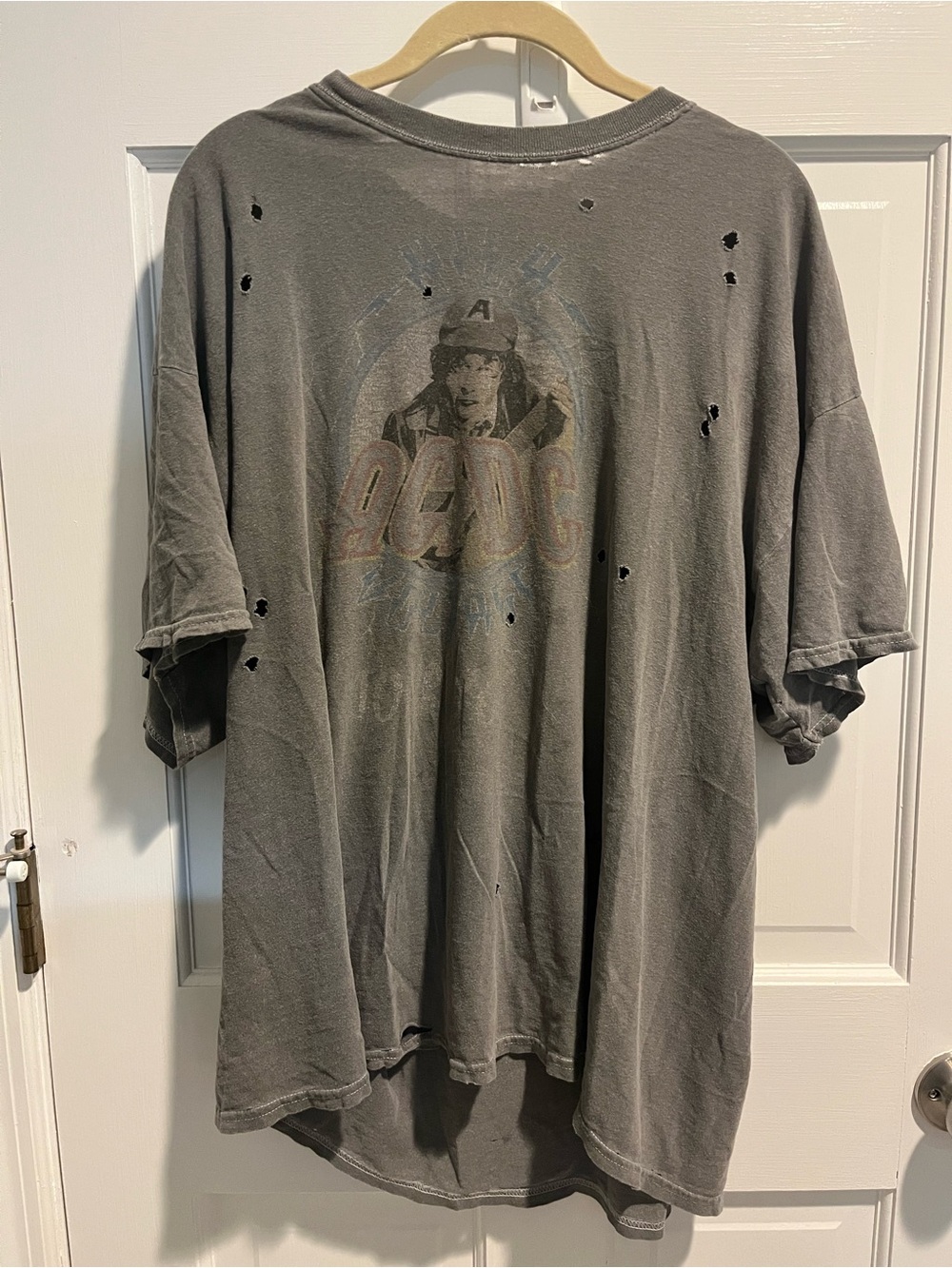 Urban Outfitters Distressed Gray Graphic Short Sleeve Tee